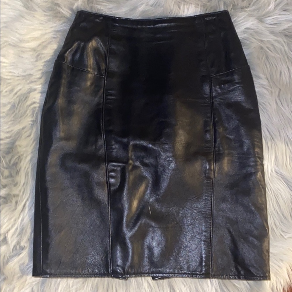 Leather pencil skirt